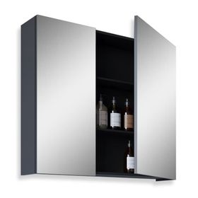 Teta Home Kahire 80 cm Antrasit MDF Aynalı Banyo Üst Dolabı