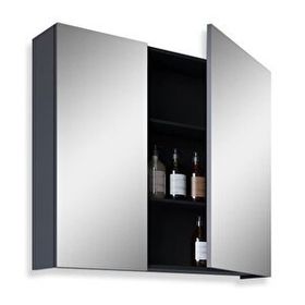 Teta Home Kahire 80 cm Antrasit MDF Aynalı Banyo Üst Dolabı