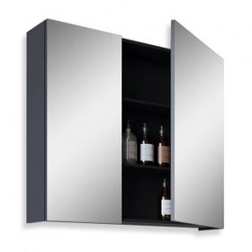 Teta Home Kahire 80 cm Antrasit MDF Aynalı Banyo Üst Dolabı