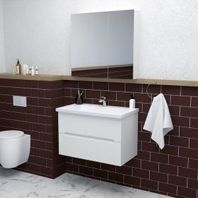 Teta Home Kopenhag 80 cm Mdf Gövde Membran Kapak Beyaz Banyo Dolabı Seti