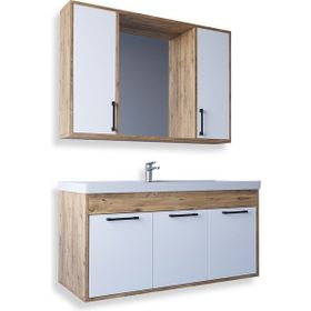 Teta Home Lizbon Atlantik Çam Beyaz 100 cm Mdf Banyo Dolabı Seti