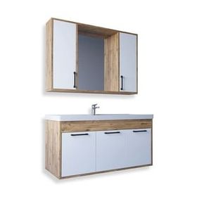 Teta Home Lizbon Atlantik Çam Beyaz 100 cm Mdf Banyo Dolabı Seti