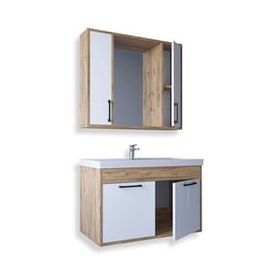 Teta Home Lizbon Atlantik Çam Beyaz 80 cm Mdf Banyo Dolabı Seti
