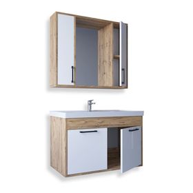 Teta Home Lizbon Atlantik Çam Beyaz 80 cm Mdf Banyo Dolabı Seti
