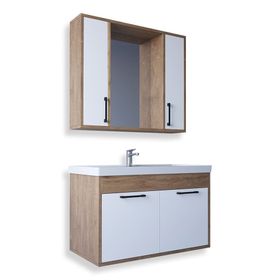 Teta Home Lizbon Atlantik Çam Beyaz 80 cm Mdf Banyo Dolabı Seti