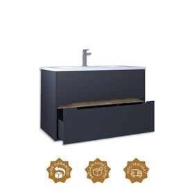 Teta Home Madrid 80 cm Antrasit Atlantik Çam MDF Banyo Lavabolu Alt Dolap