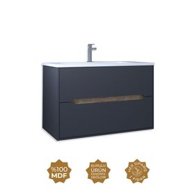 Teta Home Madrid 80 cm Antrasit Atlantik Çam MDF Banyo Lavabolu Alt Dolap