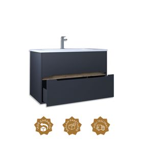 Teta Home Madrid 80 cm Antrasit Atlantik Çam MDF Banyo Lavabolu Alt Dolap