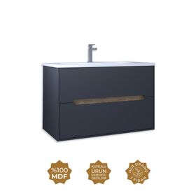 Teta Home Madrid 80 cm Antrasit Atlantik Çam MDF Banyo Lavabolu Alt Dolap