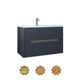 Teta Home Madrid 80 cm Antrasit Atlantik Çam MDF Banyo Lavabolu Alt Dolap