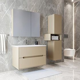 Teta Home Madrid 80 cm MDF Antrasit Atlantik Çam Banyo Dolabı Seti ve Boy Dolabı