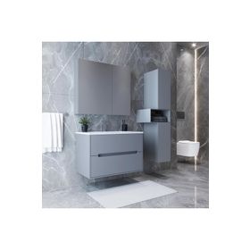 Teta Home Madrid 80 cm MDF Antrasit Atlantik Çam Banyo Dolabı Seti ve Boy Dolabı