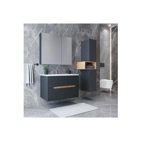 Teta Home Madrid Antrasit 65 cm Mdf Banyo Dolabı Seti ve Boy Dolabı