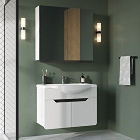 Teta Home Meksika 65 cm MDF Beyaz Antrasit Banyo Dolabı Seti
