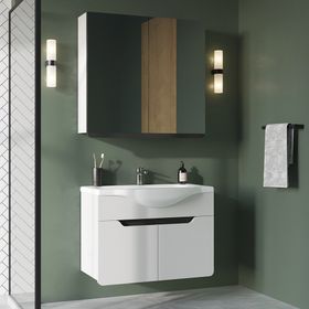 Teta Home Meksika 65 cm MDF Beyaz Antrasit Banyo Dolabı Seti