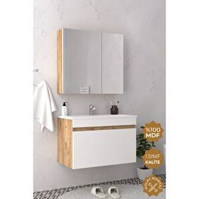 Teta Home Mersin 65 cm Mdf Meşe Banyo Dolabı Seti