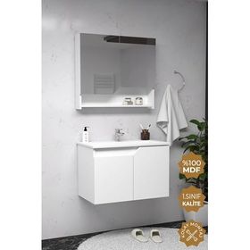 Teta Home Napoli 80 cm Beyaz Mdf Banyo Dolabı Seti