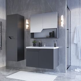Teta Home Napoli 80 cm MDF Antrasit Banyo Dolabı Seti + Boy Dolabı