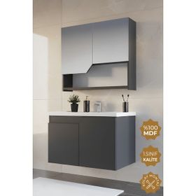 Teta Home Napoli 80 cm MDF Antrasit Banyo Dolabı Seti
