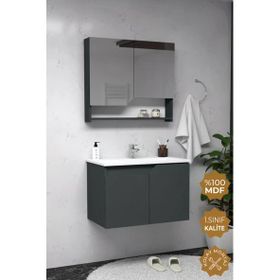 Teta Home Napoli 80 cm MDF Antrasit Banyo Dolabı Seti