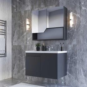 Teta Home Napoli 80 cm MDF Antrasit Banyo Dolabı Seti