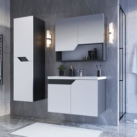 Teta Home Napoli Antrasit-Beyaz 65 cm Mdf Banyo Dolabı Seti+Boy Dolabı