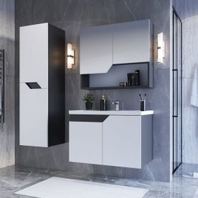 Teta Home Napoli Antrasit-Beyaz 65 cm Mdf Banyo Dolabı Seti+Boy Dolabı