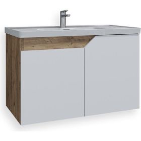 Teta Home Napoli Parlak Beyaz Atlantik Çam 65 cm MDF Banyo Lavabolu Alt Dolap