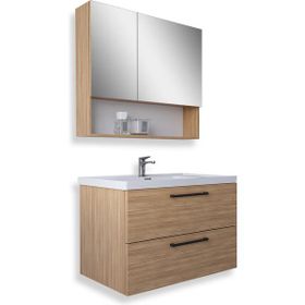 Teta Home Teak 80 cm Beyaz Mdf Batum Banyo Dolabı Seti