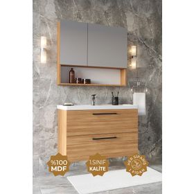 Teta Home Teak 80 cm Beyaz Mdf Batum Banyo Dolabı Seti