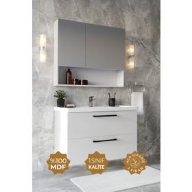 Teta Home Teak 80 cm Beyaz Mdf Batum Banyo Dolabı Seti