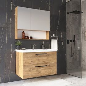 Teta Home Teak 80 cm Beyaz Mdf Batum Banyo Dolabı Seti