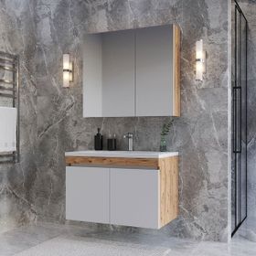 Teta Home Tokyo 65 cm Atlantik Çam-Beyaz MDF Banyo Dolabı Seti