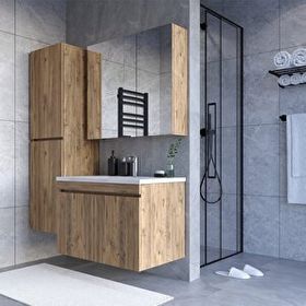 Teta Home Tokyo 65 cm Atlantik Çam Mdf Banyo Dolabı Seti + Boy Dolabı