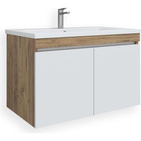 Teta Home Tokyo 65 cm MDF Atlantik Çam - Beyaz Banyo Lavabolu Alt Dolap