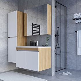 Teta Home Tokyo 65 cm Teak-Beyaz Mdf Banyo Dolabı Seti + Boy Dolabı
