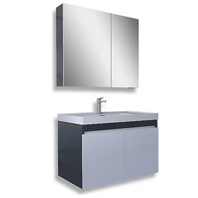 Teta Home Tokyo 80 cm Antrasit - Beyaz Mdf Banyo Dolabı Seti +Boy Dolabı