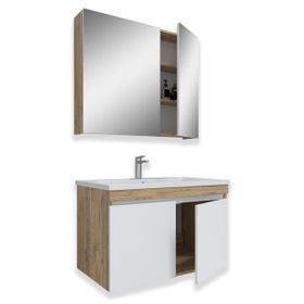 Teta Home Tokyo 80 cm Beyaz MDF Atlantik Çam Banyo Dolabı Seti