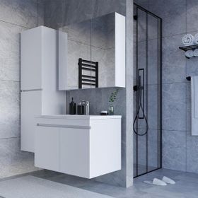 Teta Home Tokyo 80 cm Beyaz Mdf Banyo Dolabı Seti +Boy Dolabı