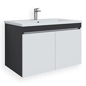 Teta Home Tokyo 80 cm MDF Antrasit - Beyaz Banyo Lavabolu Alt Dolap