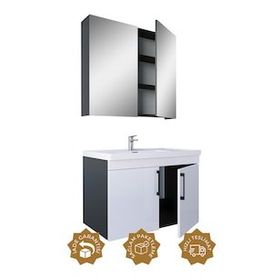 Teta Home Yalova 65 cm Antrasit-parlak Akrilik Beyaz Mdf Banyo Dolabı Seti