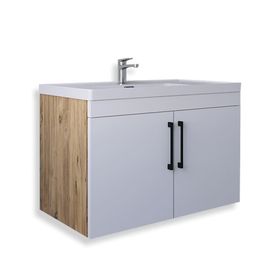 Teta Home Yalova 65 cm MDF Atlantik Çam Banyo Beyaz Lavabolu Alt Dolap