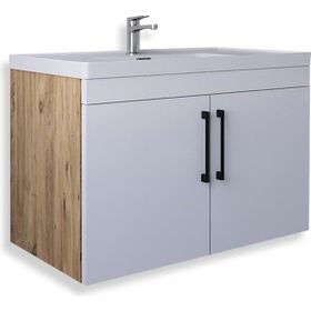 Teta Home Yalova 65 cm MDF Atlantik Çam Banyo Beyaz Lavabolu Alt Dolap