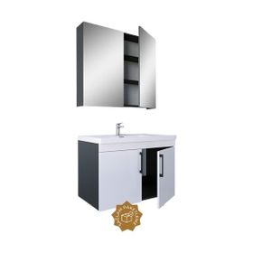 Teta Home Yalova 80 cm Antrasit-parlak Akrilik Beyaz Mdf Banyo Dolabı Seti