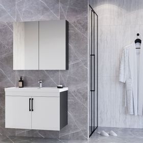 Teta Home Yalova 80 cm Antrasit-parlak Akrilik Beyaz Mdf Banyo Dolabı Seti