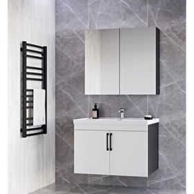 Teta Home Yalova 80 cm Antrasit-parlak Akrilik Beyaz Mdf Banyo Dolabı Seti