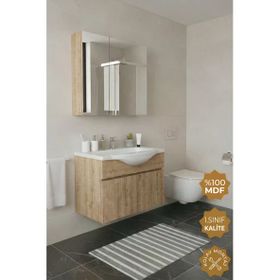 Teta Kahire 80 cm Safir Meşe Mdf Banyo Dolabı Seti
