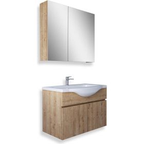 Teta Kahire 80 cm Safir Meşe Mdf Banyo Dolabı Seti