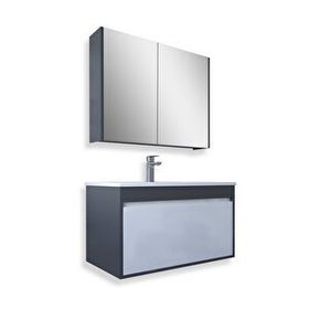 Teta Mersin 65 cm Antrasit Beyaz Mdf Banyo Dolabı Seti