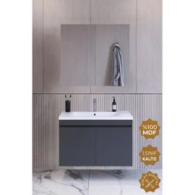 Teta Tokyo 65 cm Antrasit Mdf Banyo Dolabı Seti